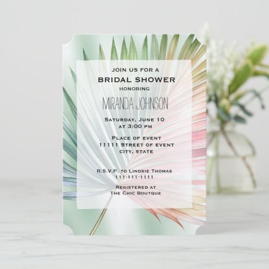 Mint Tropical Pink Green Leaf vrijgezellenfeest Kaart (Staand voorkant)