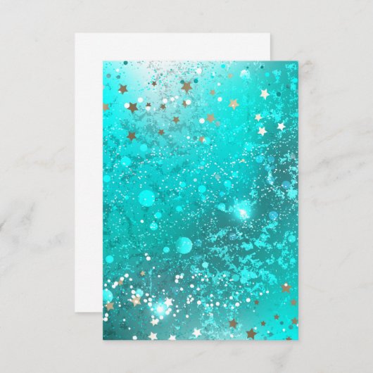 Mint Turquoise Foil Achtergrond Bedankkaart (Voorkant / Achterkant)