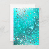 Mint Turquoise Foil Achtergrond RSVP Kaartje (Voorkant / Achterkant)