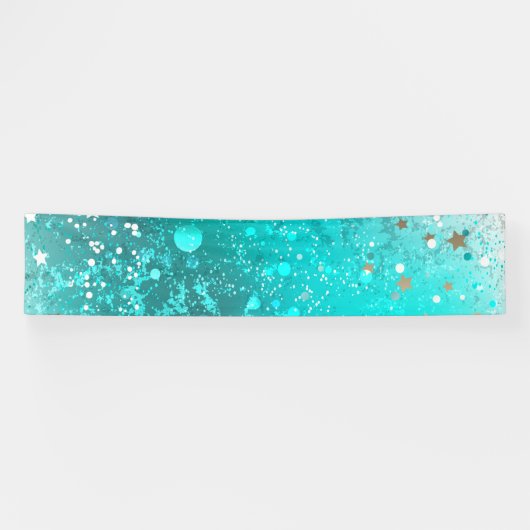 Mint Turquoise Foil Achtergrond Spandoek (Horizontaal)