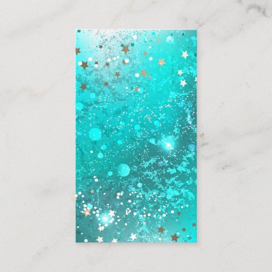 Mint Turquoise Foil Achtergrond Visitekaartje (Voorkant)