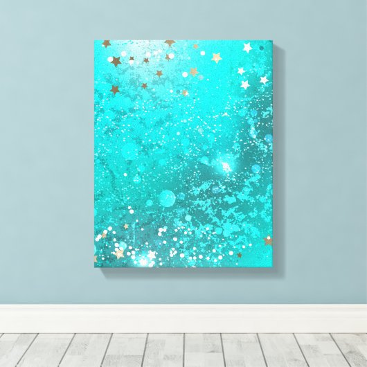 Mint Turquoise Folie Achtergrond Canvas Afdruk (Insitu (Houten vloer))