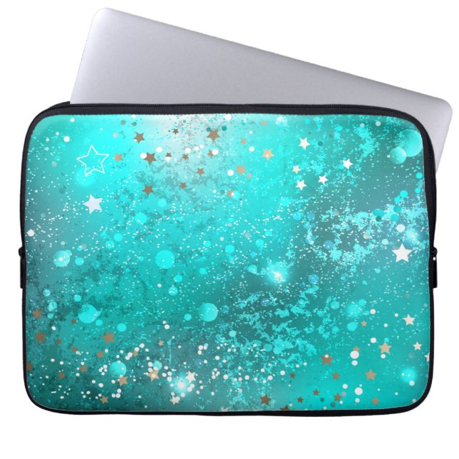 Mint Turquoise Folie Achtergrond Laptop Sleeve (Voorkant)