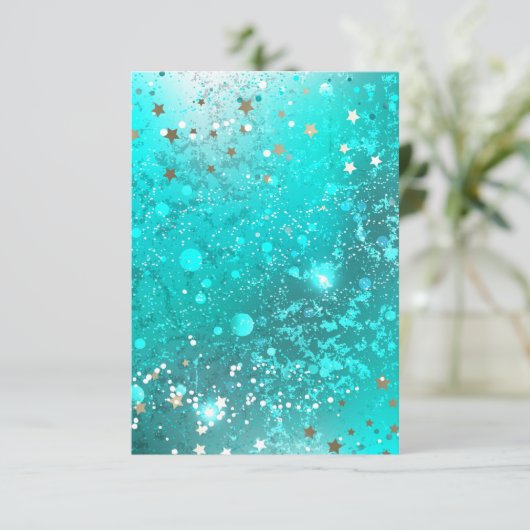 Mint Turquoise Folie Achtergrond Save The Date (Staand voorkant)