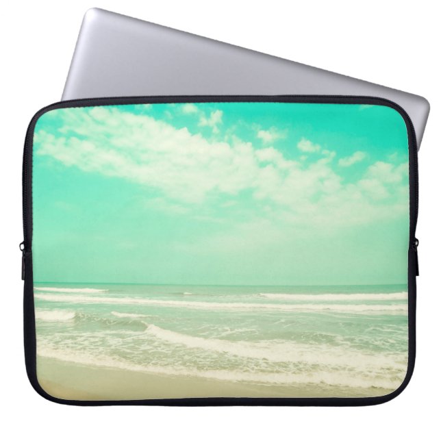 Mint turquoise retro strand background,,beac laptop sleeve (Voorkant)