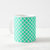 Mint Turquoise Scheve Vierkanten Modern Patroon Koffiemok (Voorkant links)