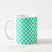 Mint Turquoise Scheve Vierkanten Modern Patroon Koffiemok (Links)