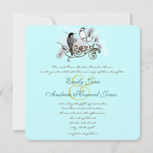 Mint uitnodiging tot weduwschap over vogels (Voorkant)