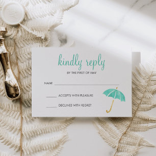 Mint Umbrella Neutral Baby shower RSVP-respons RSVP Kaartje