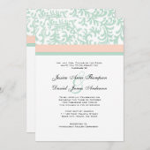 Mint vert et rose pâle Faire-part de mariage (Devant / Derrière)