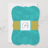  Mint Victoriaans Bloemen Damast Bruiloft Kaart (Achterkant)