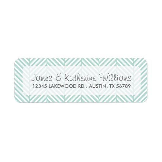 Mint visgraat chevron moderne bruiloft etiket (Voorkant)