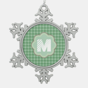 Mint visgraat tin sneeuwvlok ornament