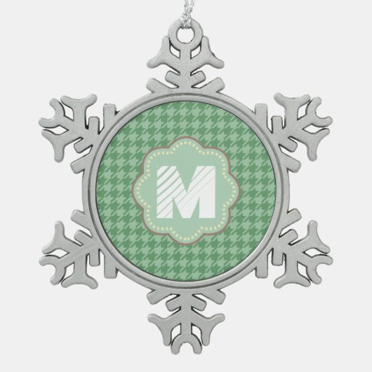 Mint visgraat tin sneeuwvlok ornament (Voorkant)