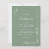 Mint watercolor botanical greenery Wedding Kaart (Voorkant)