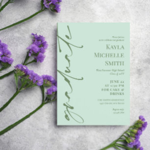 Mint Watercress Groene Typografie Afstudeerfeest Kaart
