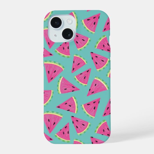 Mint Watermelonpatroon iPhone 15 Hoesje (Achterkant)