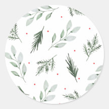 Mint Waterverf Bloemen Kerst sticker