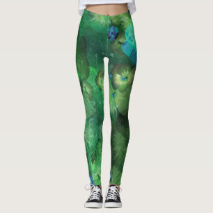 Mint Waterverf Floral Pattern Leggings
