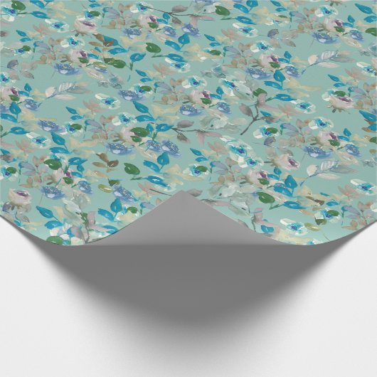 Mint Waterverf Floral Rozen tak Al Occasion Cadeaupapier (Hoek)