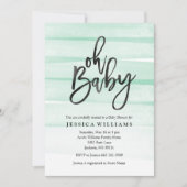 Mint Waterverf gradiënt Oh Baby shower Uitnodiging (Voorkant)