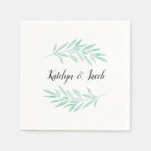 Mint Waterverf Groen gebladerte aangepaste bruilof Servet (Voorkant)