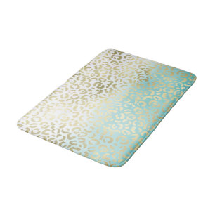 Mint Waterverf Ombre Glam Gold Leopard Badmat