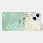 Mint Waterverf Ombre Glam Gold Leopard Case-Mate iPhone Case (Achterkant (horizontaal))