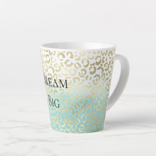 Mint Waterverf Ombre Glam Gold Leopard Latte Mok (Rechterhoek)