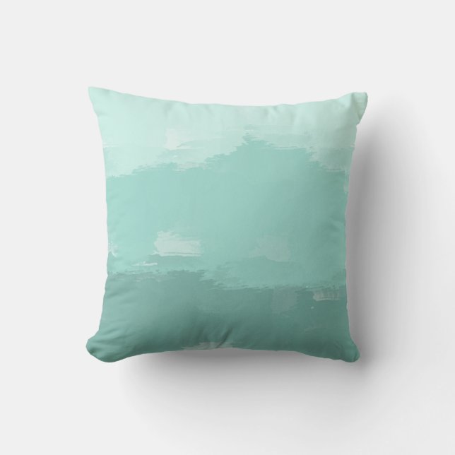 Mint Waterverf Ombre Kussen (Voorkant)