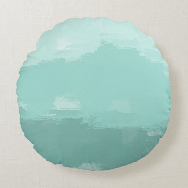 Mint Waterverf Ombre Rond Kussen (Voorkant)