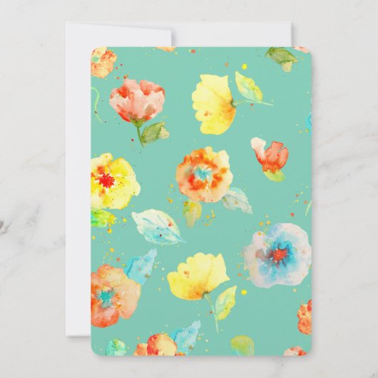 Mint Waterverf Poppies Bruiloft Kaart (Achterkant)