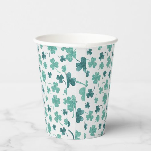 Mint Waterverf Shamrock St Patricks Day Papieren Bekers (Rechts)