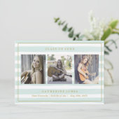 Mint Waterverf Stripes Foto Afstuderen Aankondiging (Staand voorkant)