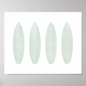 Mint Waterverf Surfboards strand neursery Decor Poster (Voorkant)