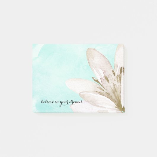 Mint Waterverf White Flower Inspirerend Message Post-it® Notes (Voorkant)