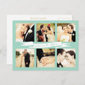 Mint Wedding Bedankt Script Typografie Foto Briefkaart (Voorkant / Achterkant)