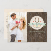 Mint Western Hoefijzer Save the Date Briefkaart (Voorkant / Achterkant)