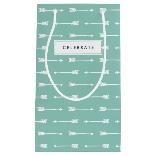 Mint & White Arrows Pattern Gepersonaliseerd Gift  Klein Cadeauzakje (Voorkant)