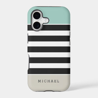 Mint White Black Beige Stripes - Eenvoudig elegant