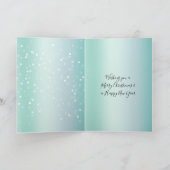 Mint White Bokeh Dots Bow Cupcake Christmas Kaart (Binnen)