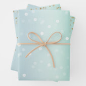 Mint White Bokeh Gold Glitter Confetti Christmas Inpakpapier Vel (In situ)