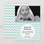 Mint & White Chevron Baby Birth Announement Aankondiging (Voorkant / Achterkant)