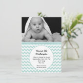 Mint & White Chevron Baby Birth Announement Aankondiging (Staand voorkant)