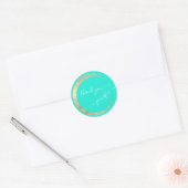 Mint White Dank u Goud Lijst Modern Ronde Sticker (Envelop)