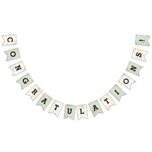 Mint White Faux Gold Glitter-Stippen gefeliciteerd Vlaggetjes