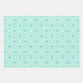Mint & White Floral Lattice Pattern Inpakpapier Vel (Voorkant)
