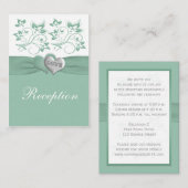 Mint, White Floral Reception Enclosure Kaart (Voorkant / Achterkant)