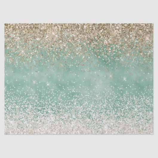 Mint White Glam Gold Sparkle Glitter Tissuepapier (Voorkant)