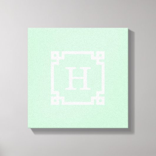 Mint White Greek Key Lijst #2 Initiaal Monogram Canvas Afdruk (Voorkant)